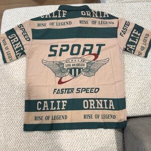 Sporto Cream and Green Casual Button Down Shirt